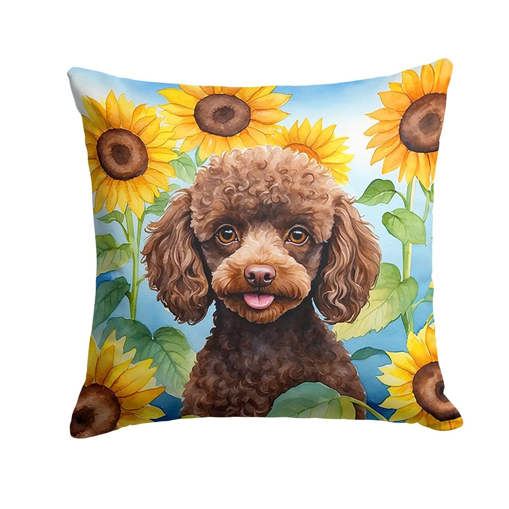 9017 in Sunflowers Throw Pillow, 18Hx18W, Poodle 6139